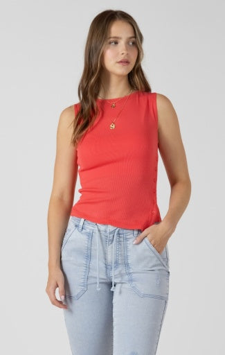 Asymmetrical Button Detail Tank