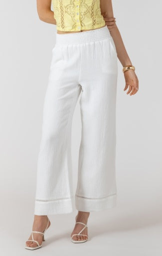 Lace Trim Wide Leg Pants