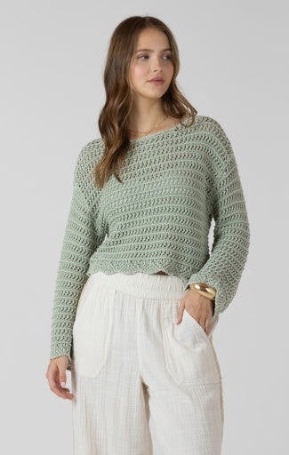 Sage Scalloped Hem Sweater