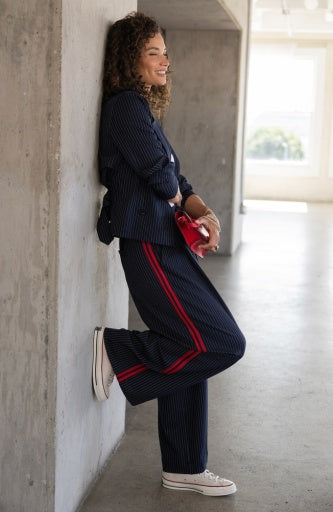 Pleated Side-Stripe Trousers