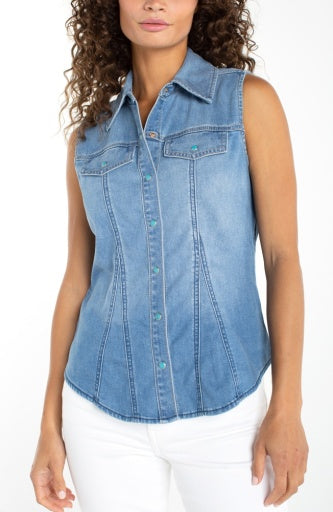 Sleeveless Denim Shirt