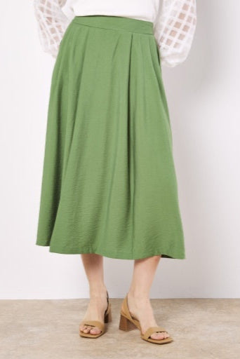 Pleated Super A-Line Midi Skirt