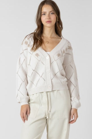 Embroidered Pointelle Cardigan