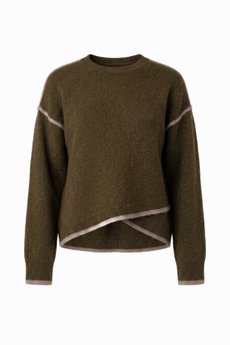 Brown sweater with contrasting details on a white background
