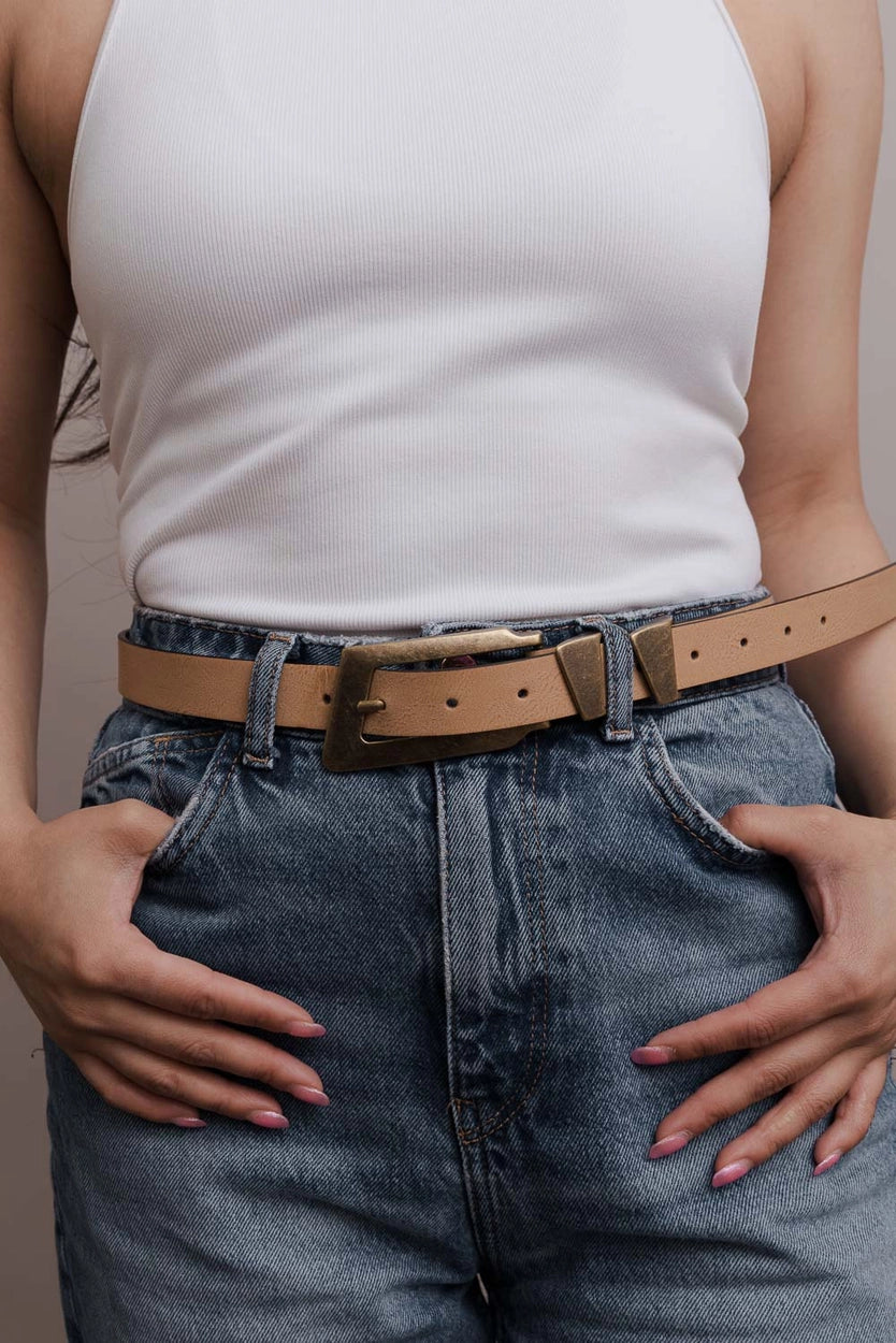 Rectangle Faux Leather Belt