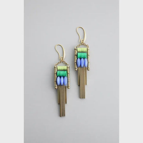 mint, kelly green, and lavender earrings