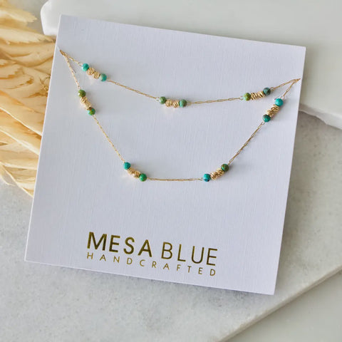 Beaded African Turquoise Chain Necklace