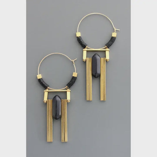 Art Deco Jet Hoop Earrings