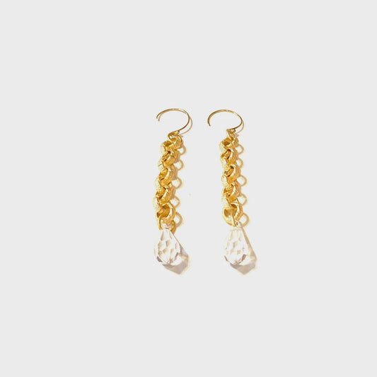 Tallulah Rolo Chain Earring-Pearl Drops