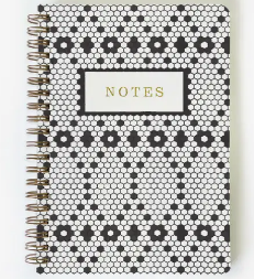 Retro Tile Notebook Journal-Lined Pages, Large Notebook