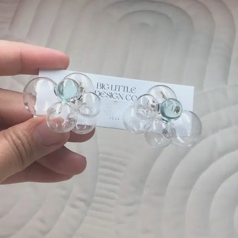 Light Blue Glass Bubble Earrings
