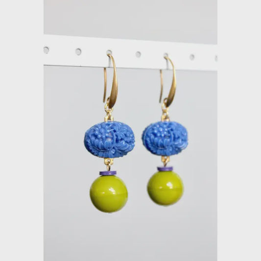 blue vintage glass earrings